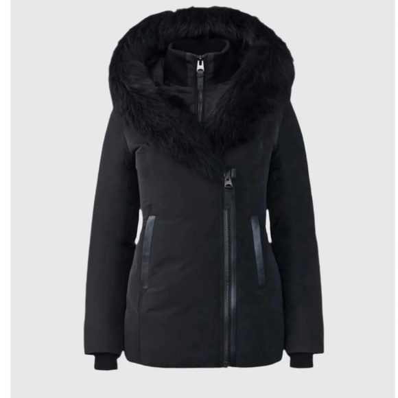 MACKAGE ADALI-BX Down coat with blue fox fur Signature Mackage Collar - Picture 1 of 5